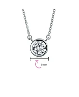 Bling Jewelry 1CT Solitaire Round Cubic Zirconia Cz Bezel Set Pendant Necklace Earrings .925 Sterling Silver