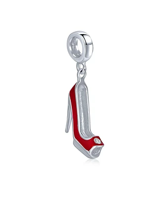 Bling Jewelry Designer Stiletto Pump Red High Heel Dangle Charm Bead European Bracelet