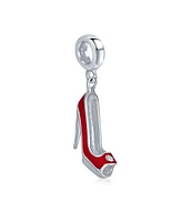 Bling Jewelry Designer Stiletto Pump Red High Heel Dangle Charm Bead European Bracelet