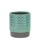 Ceramic Round Pot Planter with Geometric Design – Indoor/Outdoor Use