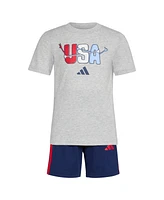 adidas Toddler & Little Boys Graphic T-Shirt Stripe Shorts