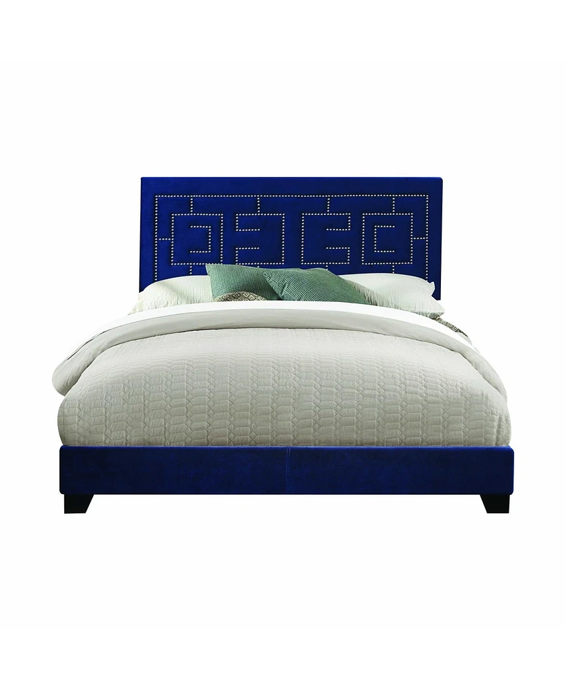 Standard Bed Upholstered With Nailhead Trim And With Headboard
