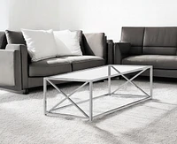 Contemporary Glass and Iron Coffee Table for Home or Office