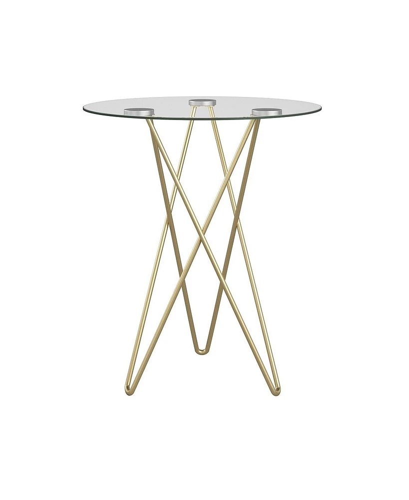 Geometric Clear Glass and Gold Round Table