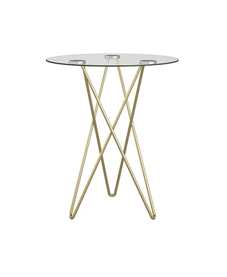 Geometric Clear Glass and Gold Round Table