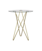 Geometric Clear Glass and Gold Round Table