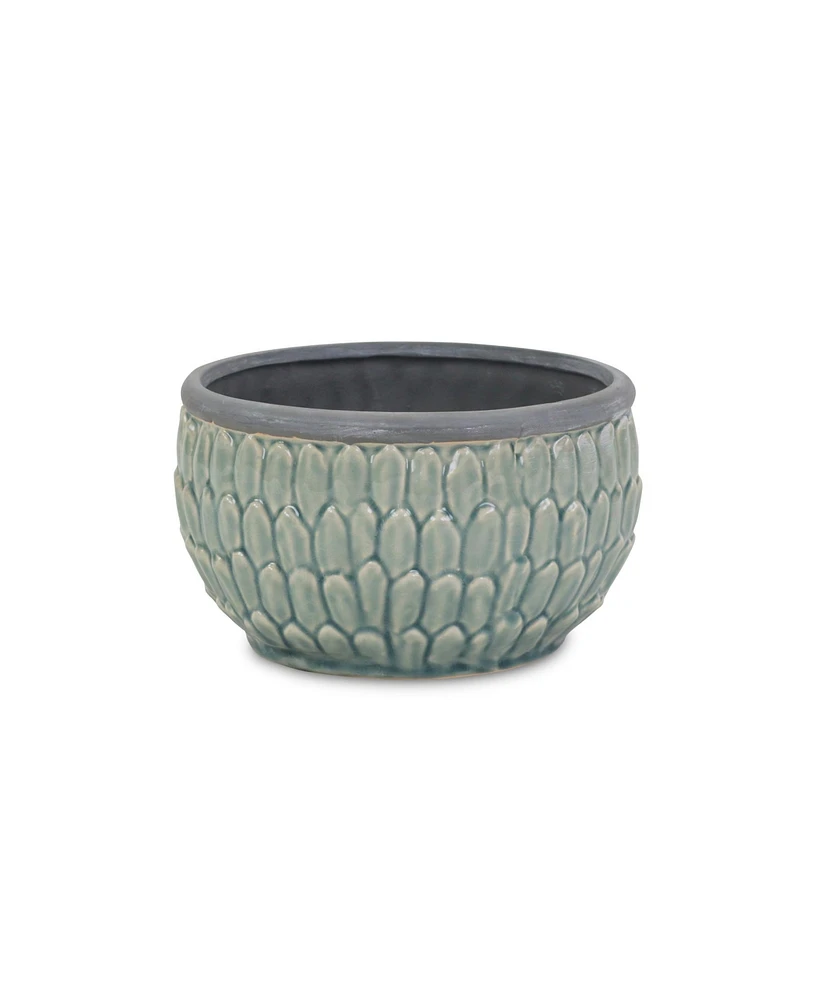 Tone-On-Tone Ceramic Round Planter – Stylish Pot for Indoor & Outdoor Plants