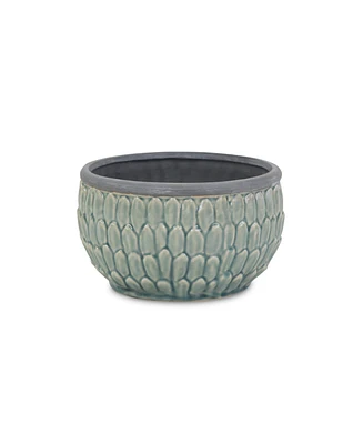 Tone-On-Tone Ceramic Round Planter – Stylish Pot for Indoor & Outdoor Plants
