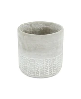 Cement Round Planter with Geometric Pattern – Versatile Pot for Home & Garden