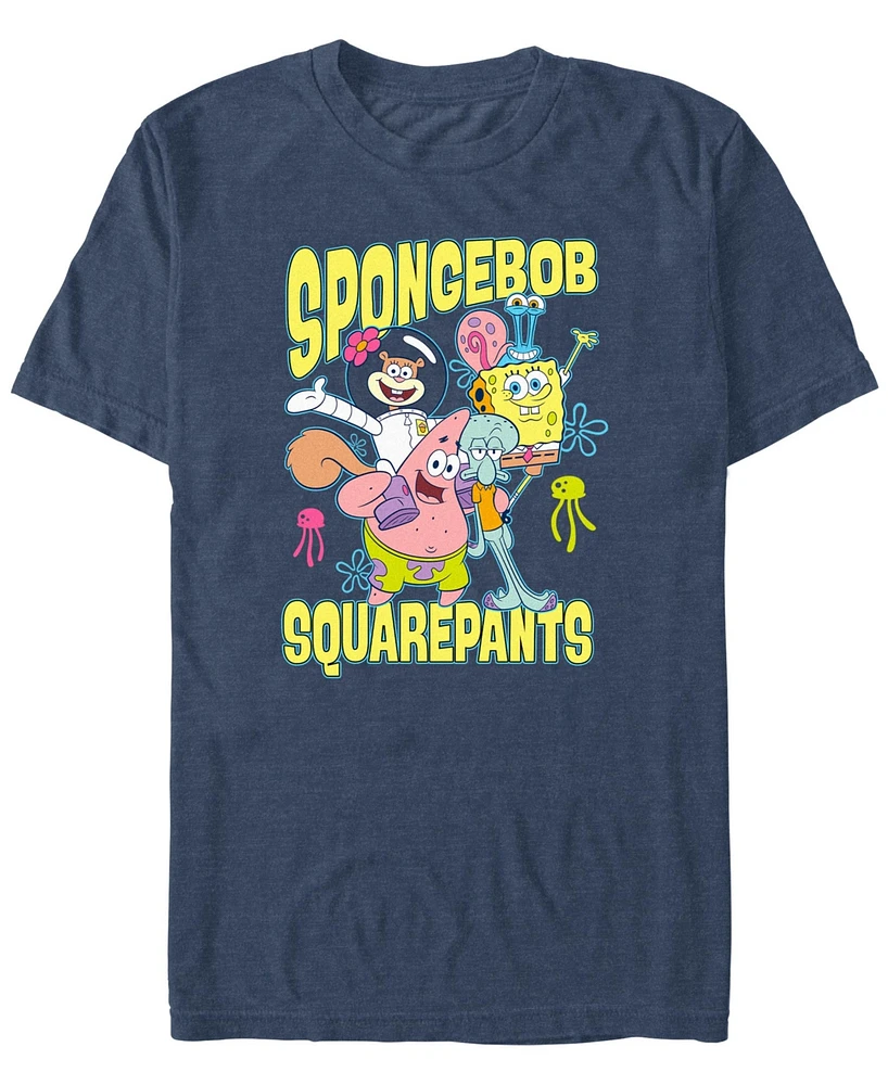 Fifth Sun Men's Happy SpongeBob Hug Short Sleeve T-Shirt