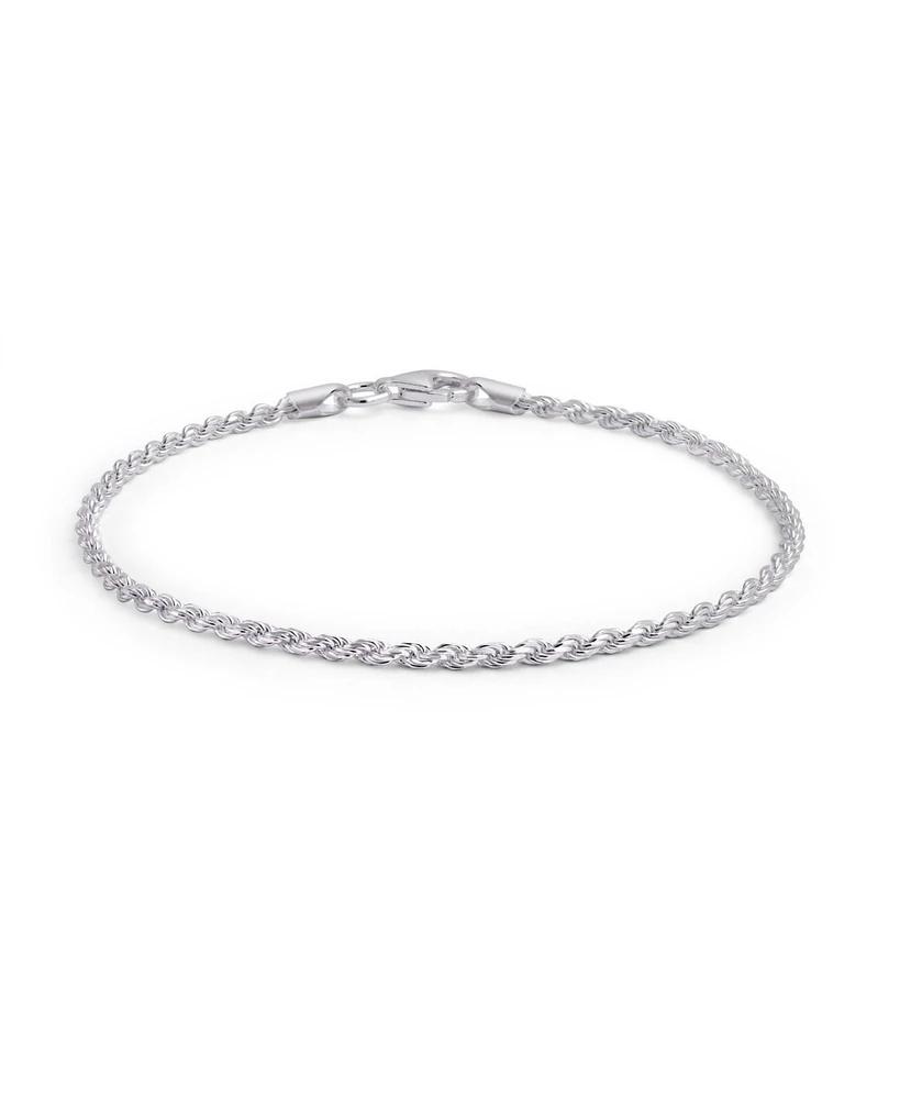 Bling Jewelry Simple Plain Twist Rope Chain Bracelet .925 Sterling Silver 40 Gauge