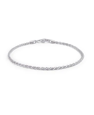 Bling Jewelry Simple Plain Twist Rope Chain Bracelet .925 Sterling Silver 40 Gauge