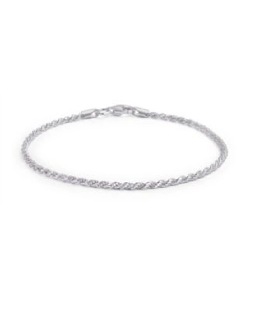 Bling Jewelry Simple Plain Twist Rope Chain Bracelet .925 Sterling Silver 40 Gauge