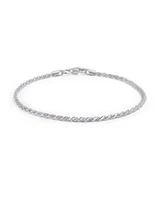 Bling Jewelry Simple Plain Twist Rope Chain Bracelet .925 Sterling Silver 40 Gauge