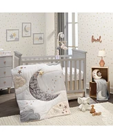 Lambs & Ivy Baby Goodnight Moon 100% Cotton White Fitted Crib Sheet - Moon/Stars