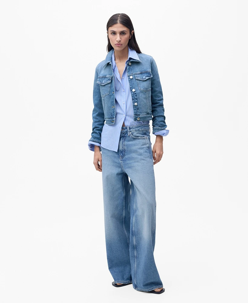 Mango Women's Crop Denim Jacket