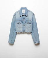 Mango Women's Denim Frayed Hem Jacket