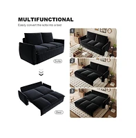 70.9" Convertible Sofa Bed with Blanket and Pillows