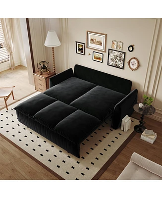 70.9" Convertible Sofa Bed with Blanket and Pillows