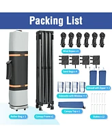 10x20 Pop-Up Canopy, 6 Sidewalls, Uv/Waterproof, Adjustable Height, Roller Bag, Blue