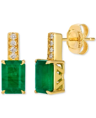 Le Vian Costa Smeralda Emerald (1-3/8 ct. t.w.) & Nude Diamond (1/20 ct. t.w.) Drop Earrings in 14k Yellow Gold