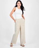 Jm Collection Petite Crinkle Sequin Pull-On Pants, Exclusively at Macy's
