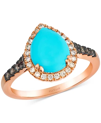 Le Vian Robins Egg Blue Turquoise (1-3/4 ct. t.w.), Nude Diamond (1/6 ct. t.w.) & Chocolate Diamond (1/6 ct. t.w.) Ring in 14k Rose Gold
