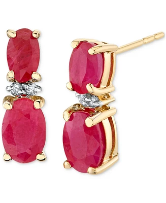 Ruby (1-9/10 ct. t.w.) & Diamond Accent Butterfly Drop Earrings in 14k Yellow Gold