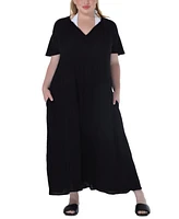 Ravyia Plus Short-Sleeve Textured Cover-Up Dress