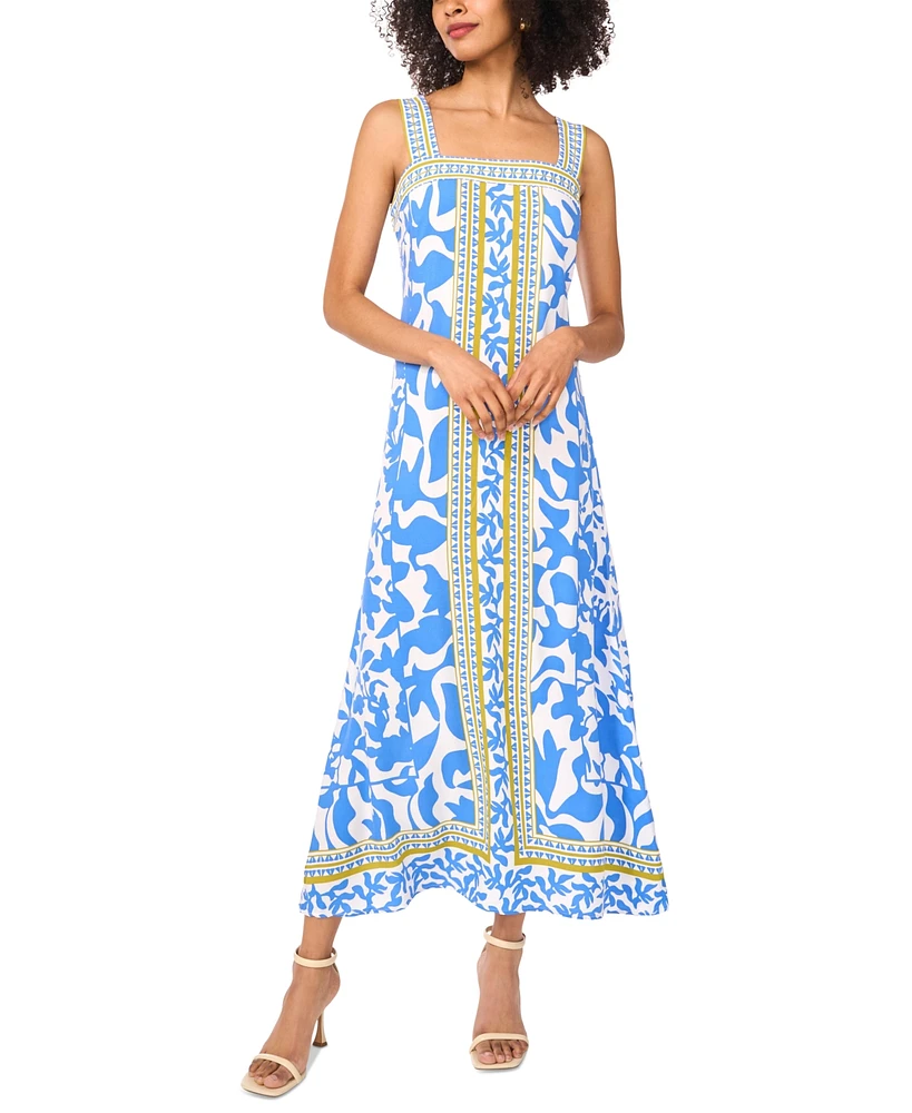 Vince Camuto Women's Printed Square-Neck Sleeveless Maxi Dress