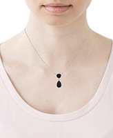 Onyx & Diamond Accent 18" Pendant Necklace in Sterling Silver