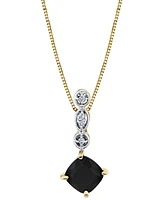 Onyx (7mm) & Diamond Accent 18" Pendant Necklace in 10k Yellow Gold