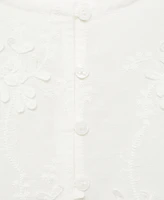 Mango Women's Flower-Embroidered Cotton Blouse