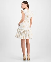 Anne Klein Petite V-Neck Ruffled Sleeveless Sun Dress