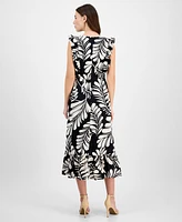 Anne Klein Women's Printed Sleeveless V-Neck Midi Dress