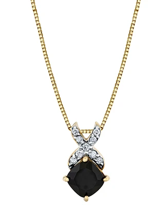 Onyx (6mm) & Diamond (1/10 ct. t.w.) 18" Pendant Necklace in 10k Yellow Gold