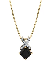 Onyx (6mm) & Diamond (1/10 ct. t.w.) 18" Pendant Necklace in 10k Yellow Gold