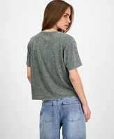 Rebellious One Juniors' Butterfly Mineral Wash Graphic T-Shirt