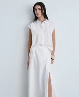 Mango Women's Long Flared Slit Skirt