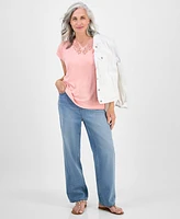 Style & Co Petite Lace-Trim Cap-Sleeve Top, Exclusively at Macy's