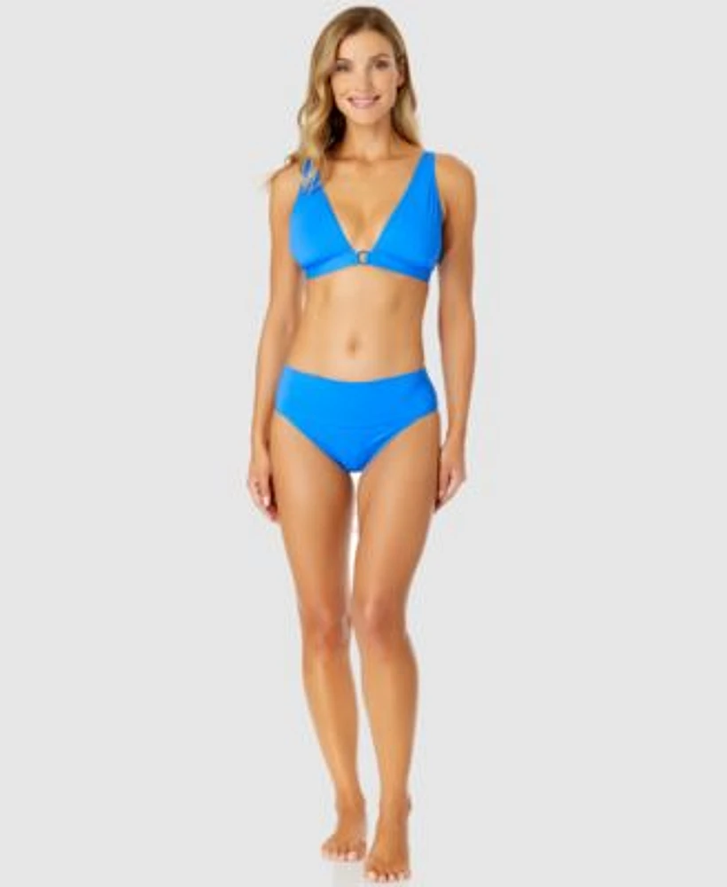 Anne Cole Womens O Ring Plunge Bikini Top High Waist Bottoms