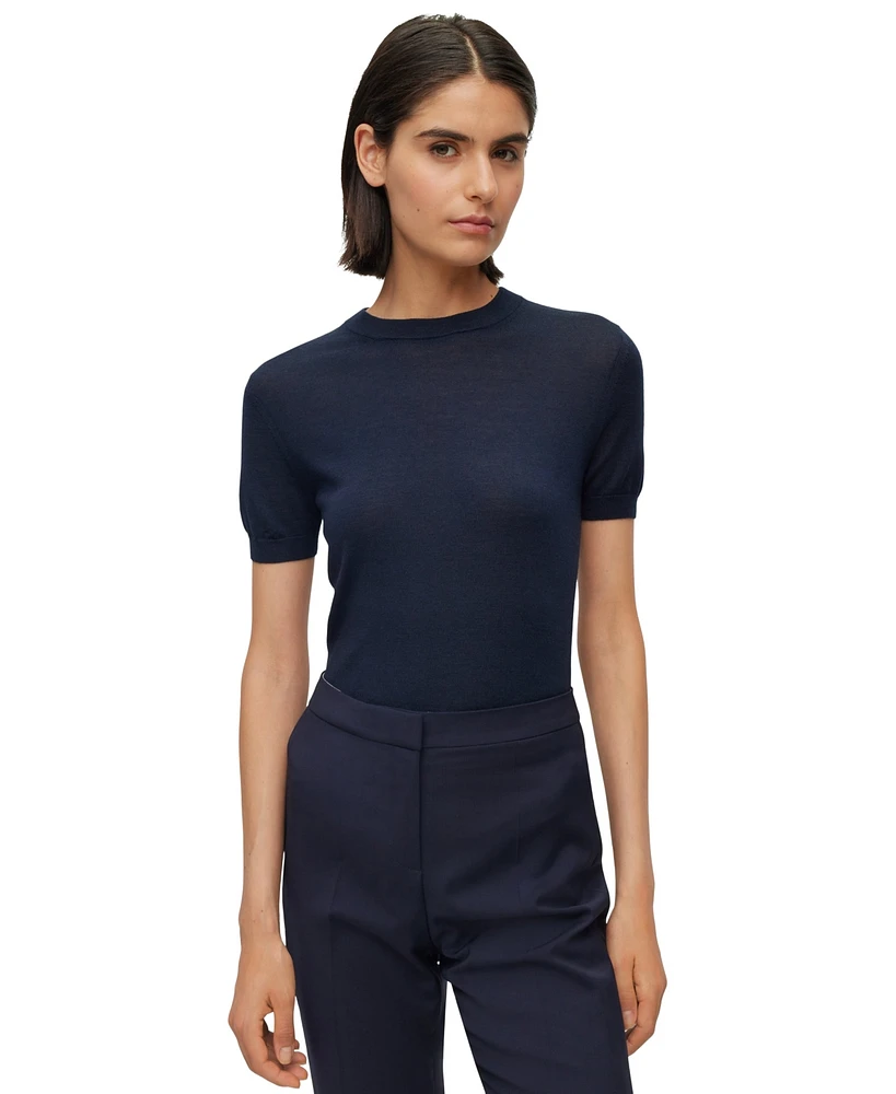 Boss by Hugo Women's Merino Wool Short-Sleeved Sweater