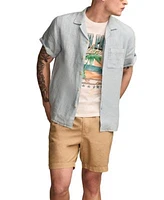 Lucky Brand Mens Classic Fit Button Down Linen Camp Shirt South Padre Island Classic Fit Graphic T Shirt Classic Fit 7 Drawstring Shorts