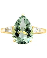 Lali Jewels Green Amethyst (3-1/2 ct. t.w.) & Diamond (1/10 ct. t.w.) Ring in 14k Yellow Gold
