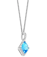 Lali Jewels Swiss Blue Topaz (3-3/8 ct. t.w.) & Diamond (1/8 ct. t.w.) 18" Pendant Necklace in 14k White Gold
