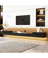 Black wall-mounted Tv stand, entertainment center with five drawers, media console with light strip