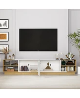 2-door Tv stand, white wood entertainment center, art design media console