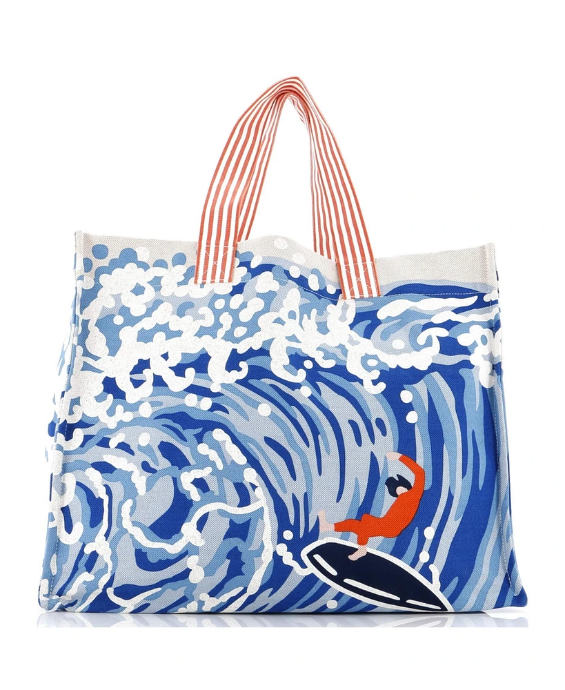 Pre-Owned Hermes Wave Beach Tote Bag Printed Toile