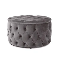 Round Velvet Ottoman Upholstered Footstool for Living Room or Bedroom Soft Polyester Fabric Comfortable Seating Option-The Pop Home