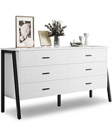 6 Drawers storage for bathroom, 59" Chest of Drawers, White